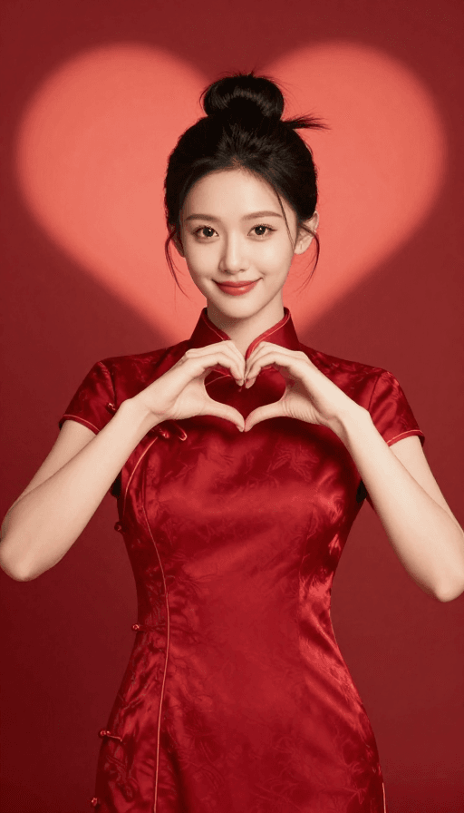 高端摄影素材：红韵旗袍美人：东方时尚魅力大片
