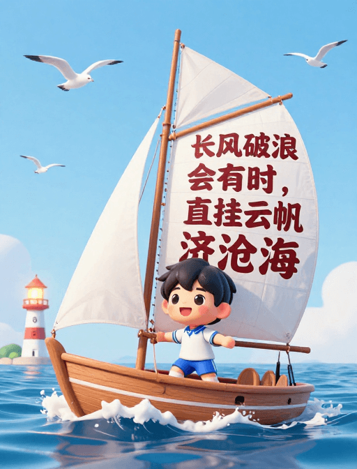 Q版角色素材：少年乘风破浪，自信扬帆远航