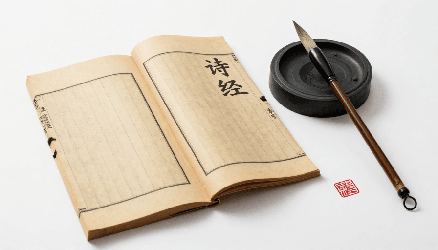 摄影素材：古典美学：诗经古籍场景摄影