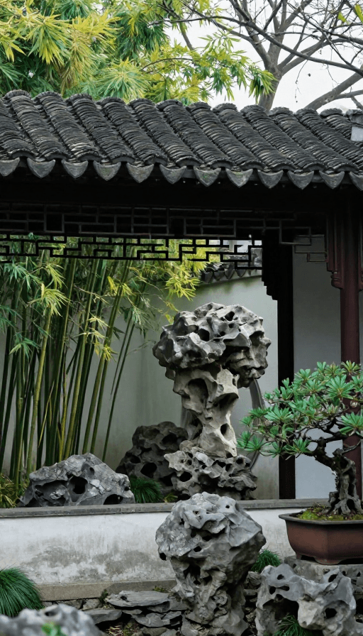 苏州园林素材：苏州园林春景：青砖黛瓦与月影的唯美摄影