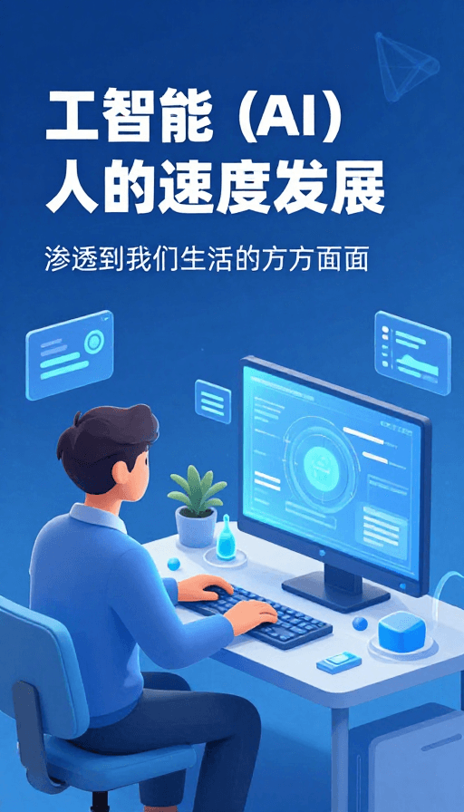 概念插画素材：AI重塑智识世界：科技驱动的未来图景