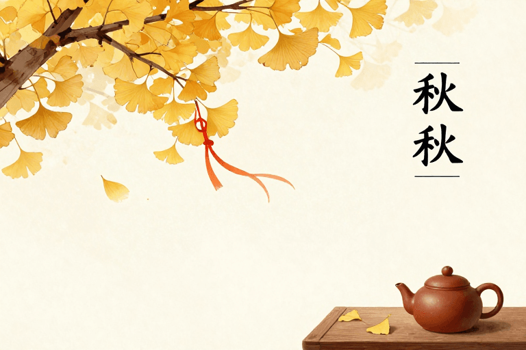 水墨插画素材：秋韵雅境·东方美学静物插画