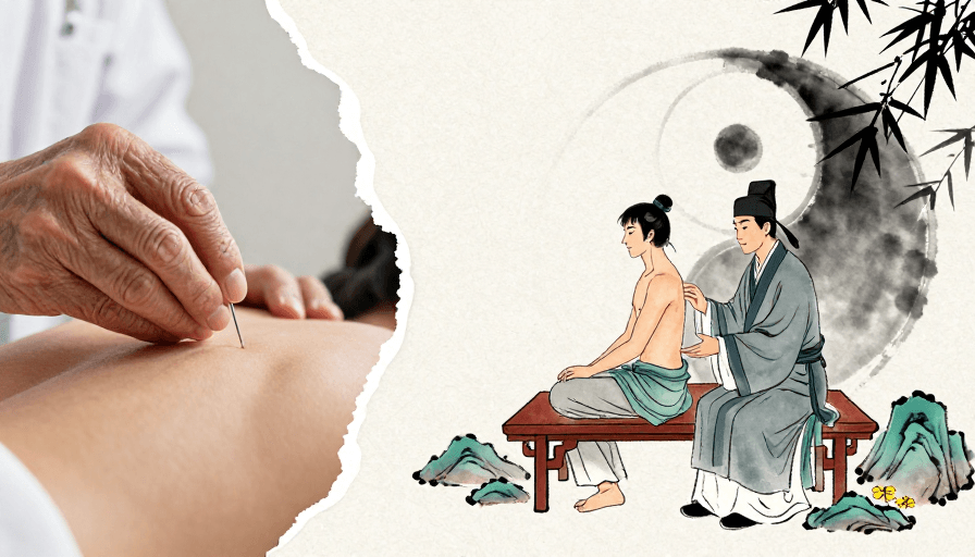 海报设计素材：水墨禅意：中医针灸传承海报