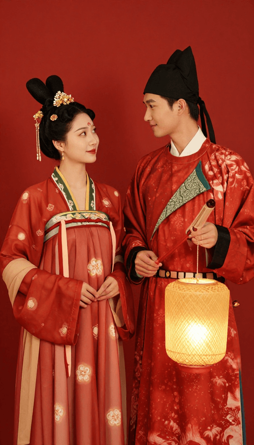 中式婚礼素材：红妆映笑：中式婚礼传统婚服合影