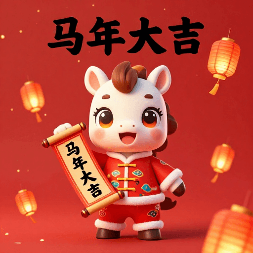 春节插画素材：喜庆马年卡通生肖插画