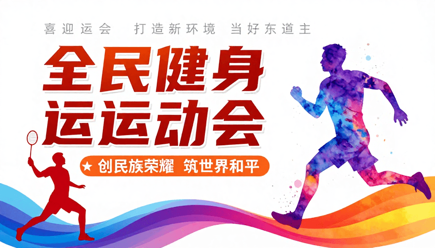 公益宣传素材：全民健身运动会：活力水彩海报设计