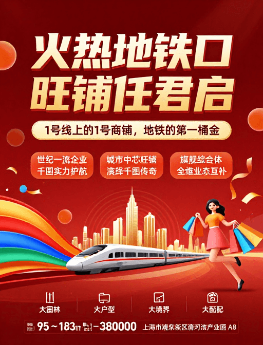 现代海报素材：火热地铁口旺铺启，现代视觉招商海报