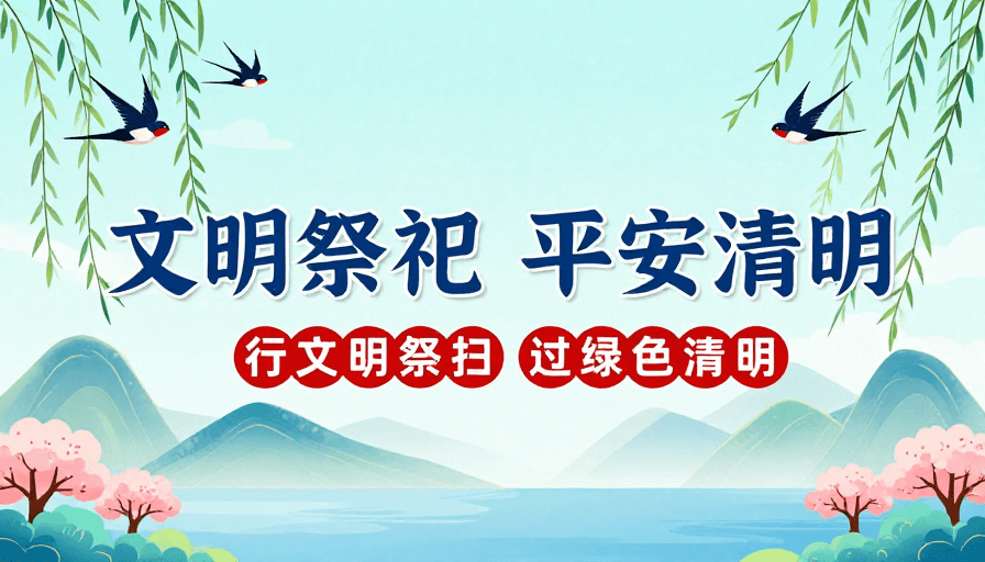 文化海报素材：清新春日本命祭扫文明清明中国风海报