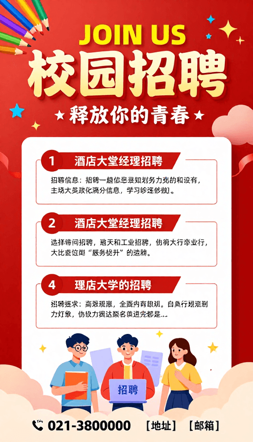 校园招聘素材：热烈活力的校园招聘海报，释放青春梦想