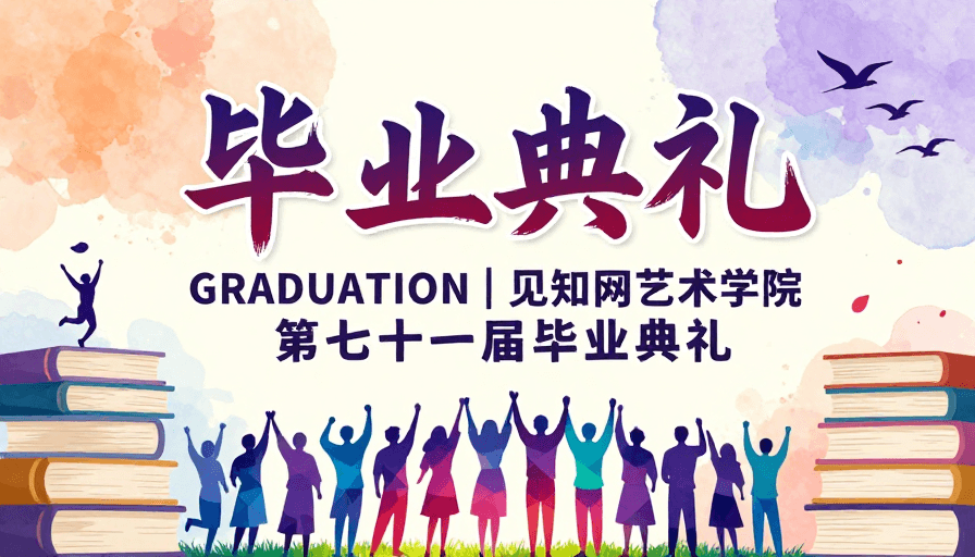 校园活动素材：青春纪念·水彩毕业典礼海报