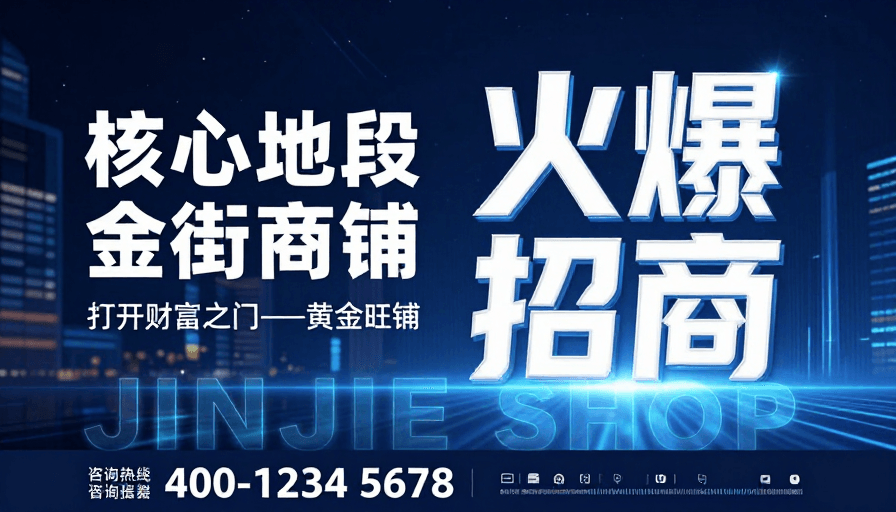 广告宣传素材：高端科技感商铺招商海报