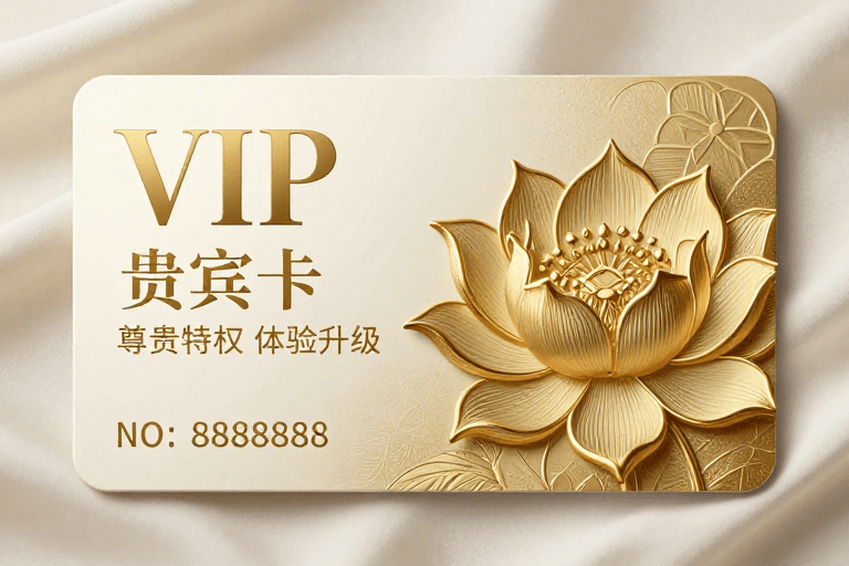 丝绸纹理素材：金色浮雕质感VIP贵宾卡设计，彰显尊贵与精致