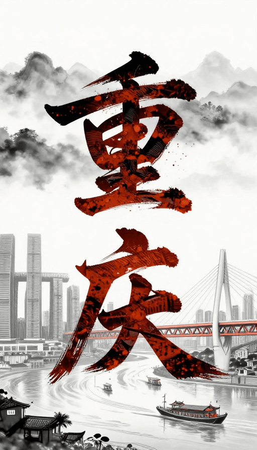 狂草书法素材：渝城水墨狂草：非遗艺术中的重庆地标