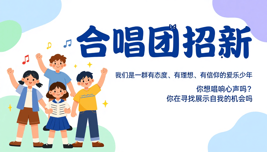 合唱团招新素材：清新插画风合唱团招新海报