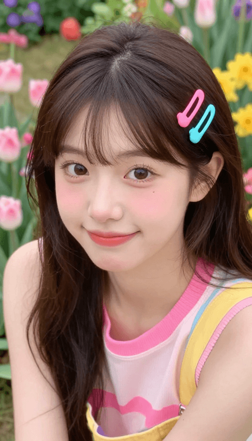 少女写真素材：多巴胺色彩下的萌妹花园写真：活力与色彩的杰作