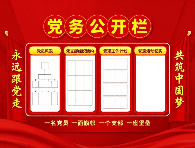 党建主题素材：红色党建主题庄严展板设计
