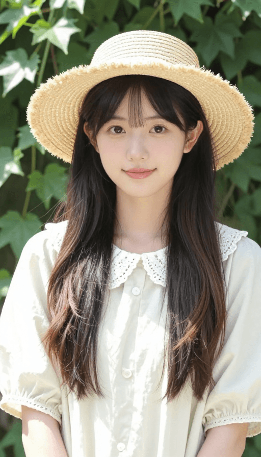 高清人像素材：田园清纯少女草帽特写 高清质感人像摄影