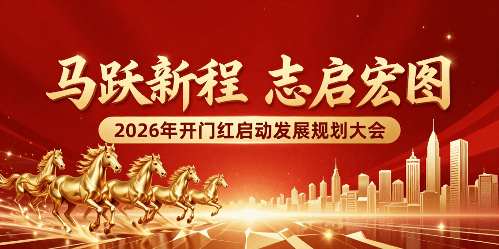 视觉盛宴素材：金骏策马 宏图开启：2026年度盛会启幕