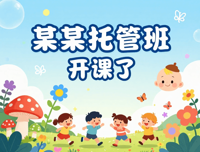 清新插画素材：阳光童趣·快乐托管班招生啦！