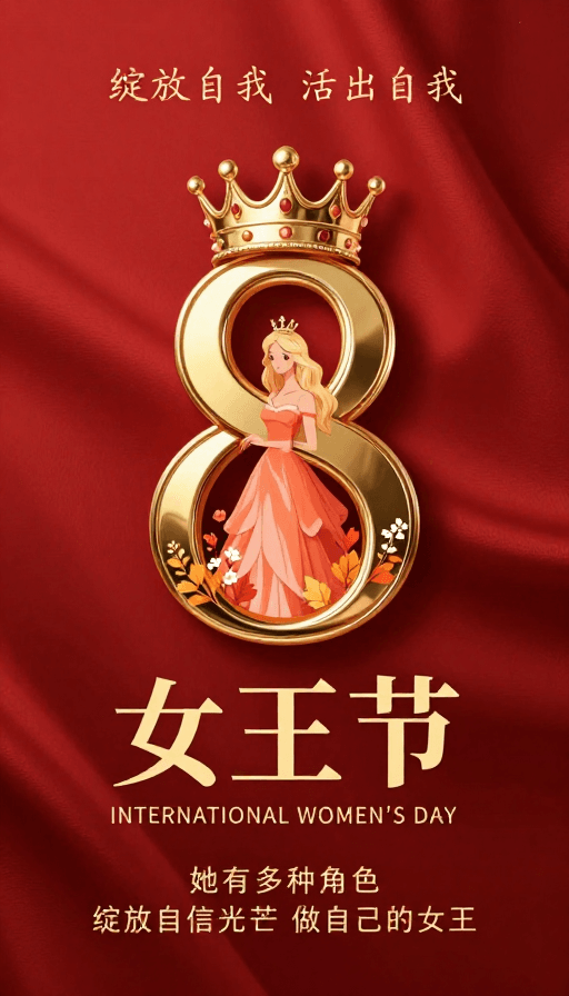 金色数字素材：女王节：绽放自我，活出自信光芒的华丽庆典