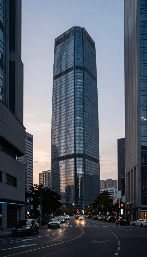 纹理细节素材：现代都市冷调街景：日落时分的超高清锐利质感