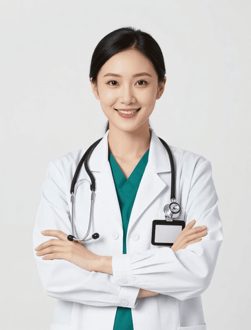 医疗健康广告素材：专业女性医生微笑形象，医疗广告宣传用