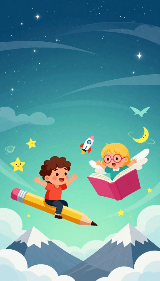 梦幻星空素材：梦幻星空下的童趣冒险