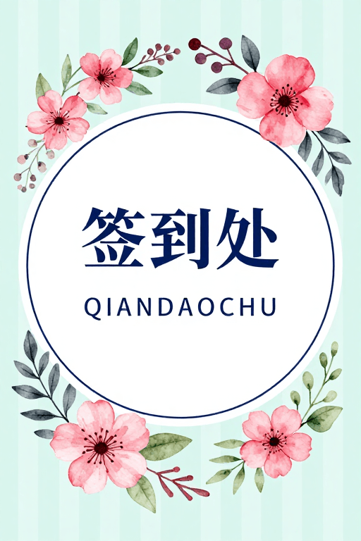 手绘花卉素材：雅致水彩签到处背景设计图