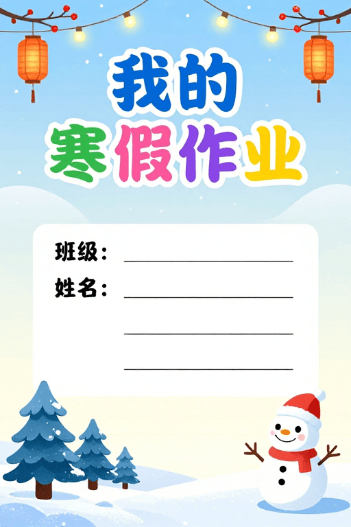 冬季主题素材：清新节日氛围寒假作业封面设计