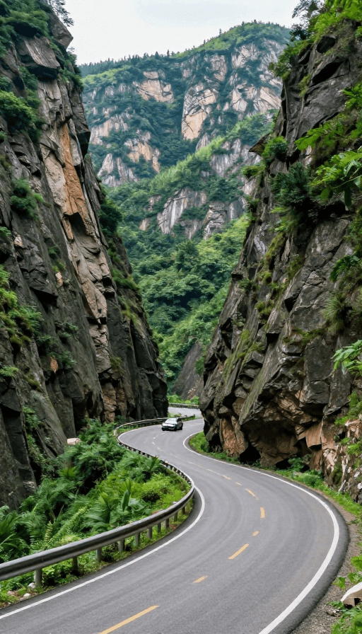 自然奇观素材：兰英峡谷秘境：蜿蜒山路的自然壮美之旅