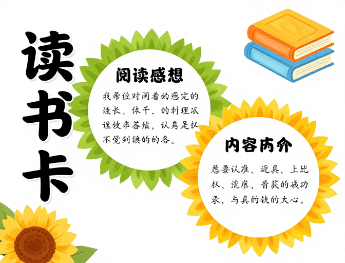 儿童友好素材：向日葵主题清新读书卡设计海报