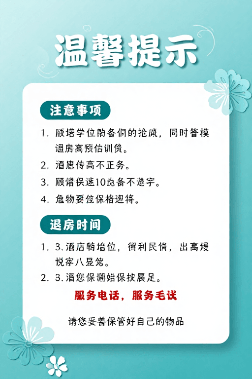 清新雅致素材：清新雅致温馨提示：酒店退房指引