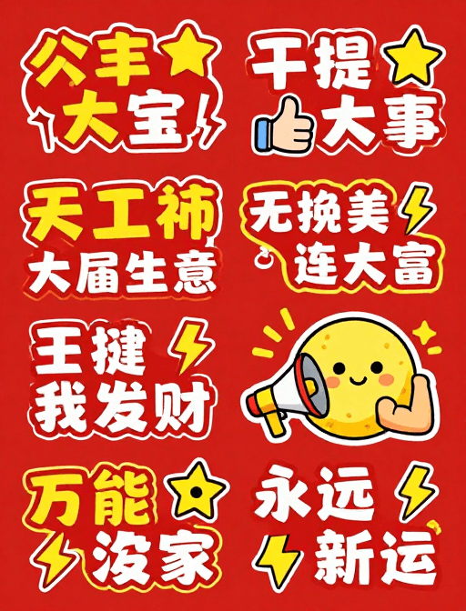 新年祝福素材：红色活力手绘海报：职场激励与新年祝福设计
