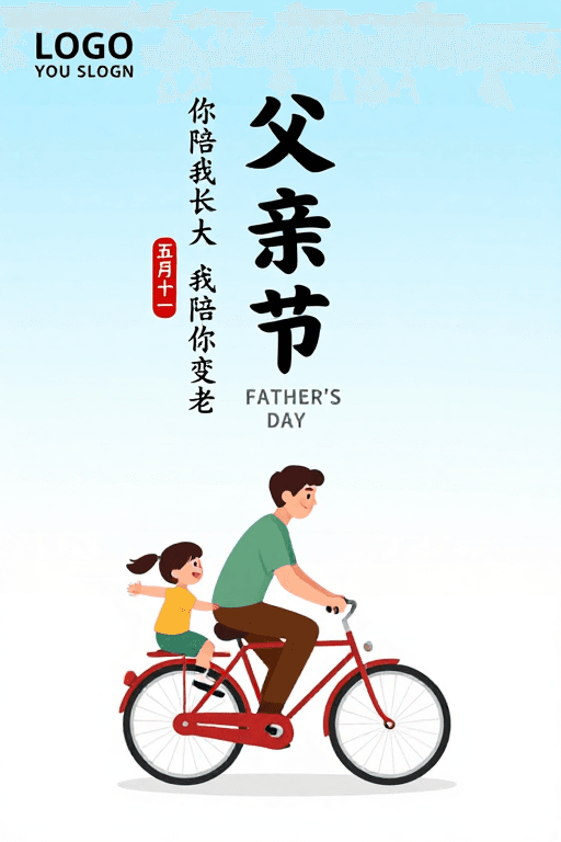 手绘质感素材：父爱温暖 时光静好 父亲节手绘插画