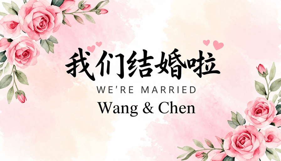 文字排版素材：浪漫水彩晕染婚礼邀请函，清新雅致