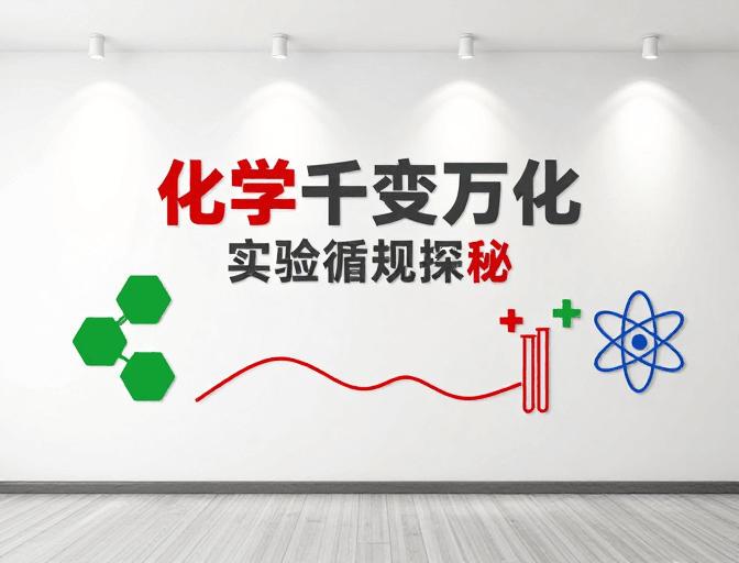 化学教育素材：现代简约化学文化墙设计展示
