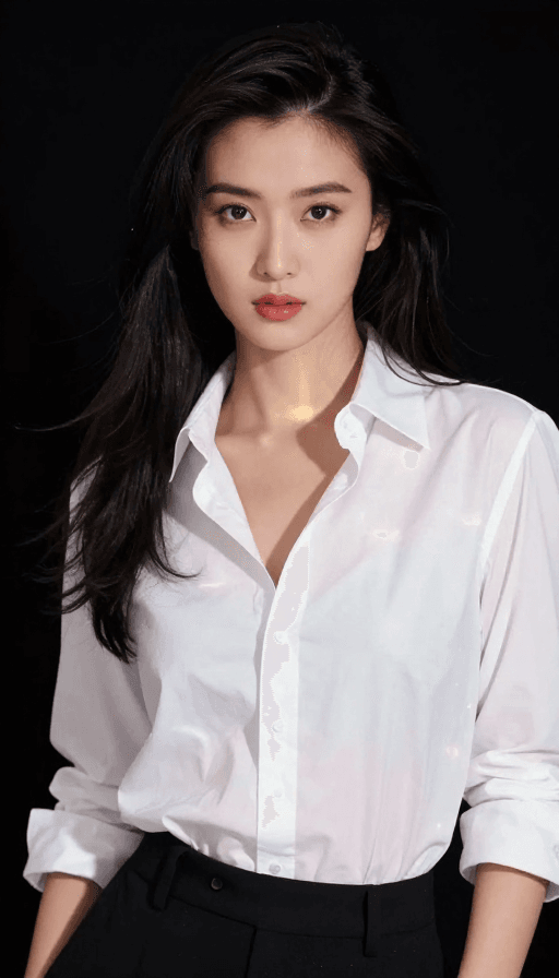 医美模特素材：王祖贤风高级医美模特：白衬衫光影艺术照