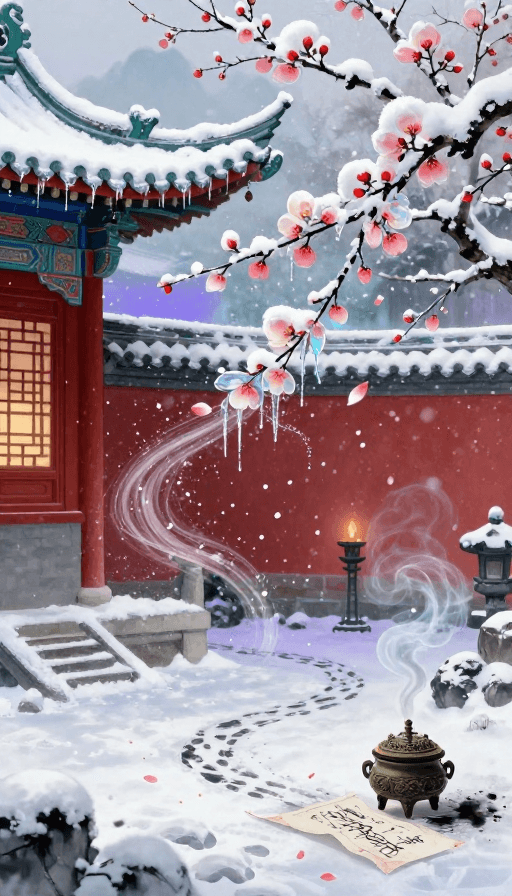 艺术展示素材：古韵雪境：宋代院体画的数字水墨意境