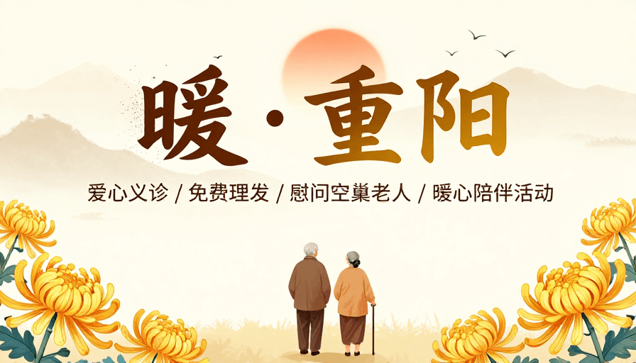 公益海报素材：暖重阳·水墨温情海报：秋日敬老活动宣传