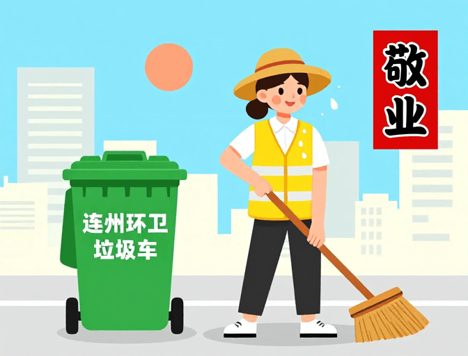 矢量艺术素材：城市守护者：温馨环卫员公益插画