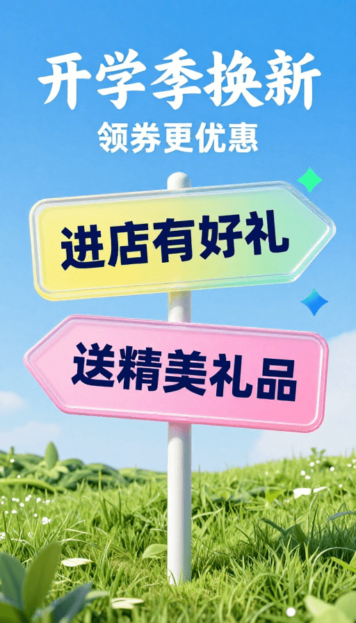 立体设计素材：开学季焕新海报：清新自然现代风