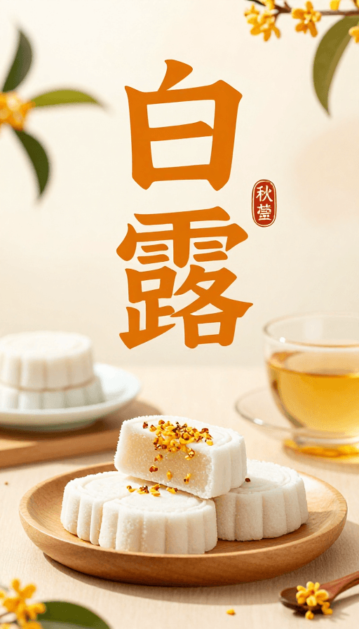 白露节气素材：白露桂香·南京杭州秋日食光字体艺术