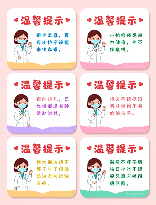 医疗健康素材：清新治愈马卡龙风医疗提示插画海报