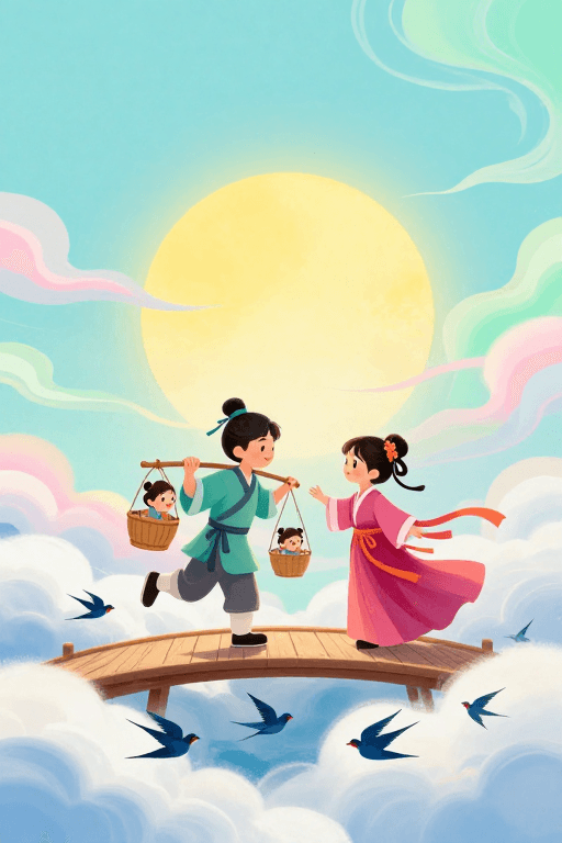 文字叠加设计素材：东方童梦：云海间的古风邂逅