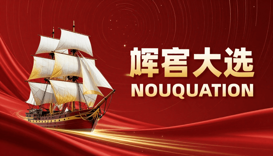 现代设计素材：星轨护航：金色帆船的红色征途