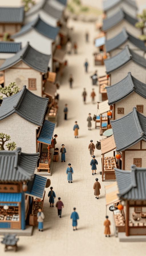 清明上河图素材：微缩立体水墨：清明上河图商铺街景