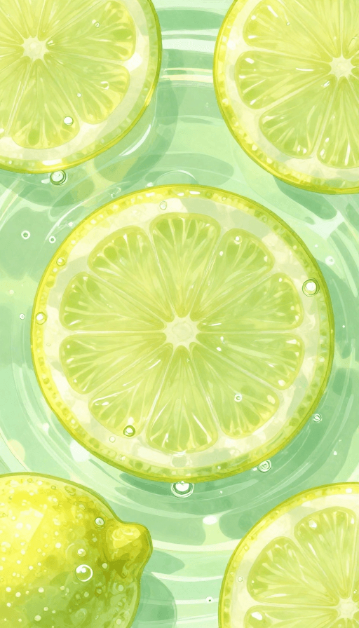 透明质感素材：透明柠檬水：动漫风浆果朋克艺术