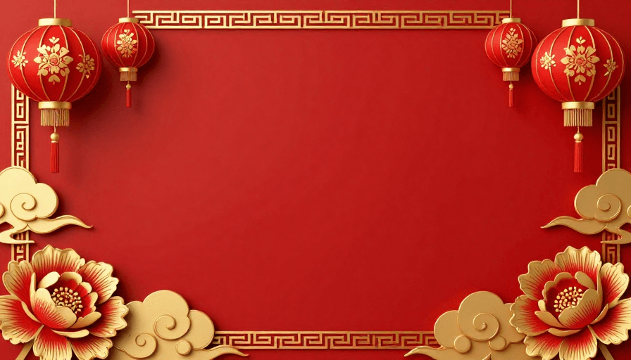 金红配色素材：朱红金饰传统节庆背景图