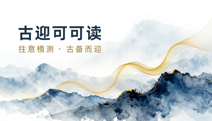 动态光影素材：流云山色金线流光 东方水墨抽象艺术海报