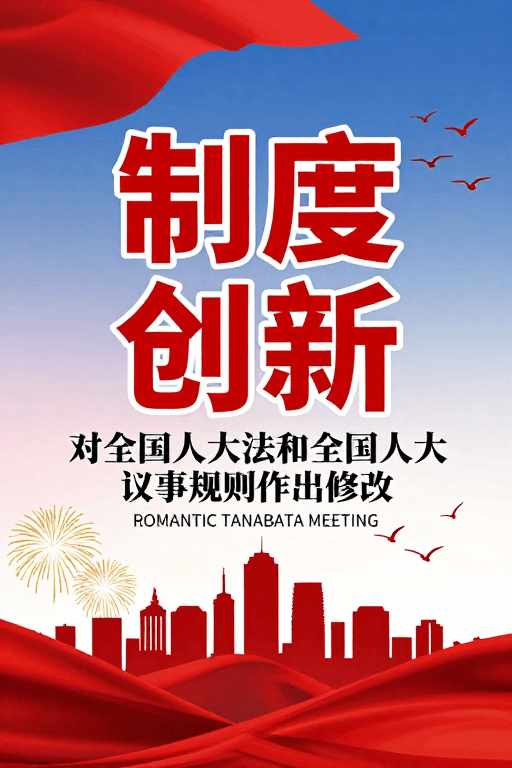 政治宣传素材：制度创新：红蓝渐变下的庄严变革